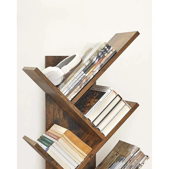 Rustic Tree-Inspired Bookshelf – 9-Tier Wooden Storage Unit – Nordic ...