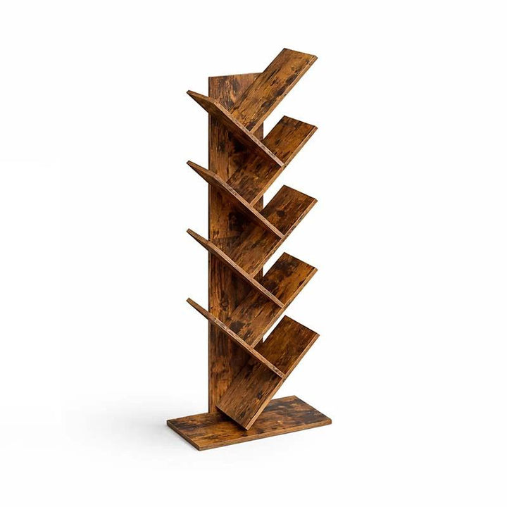 Rustic Tree-Inspired Bookshelf – 9-Tier Wooden Storage Unit – Nordic ...